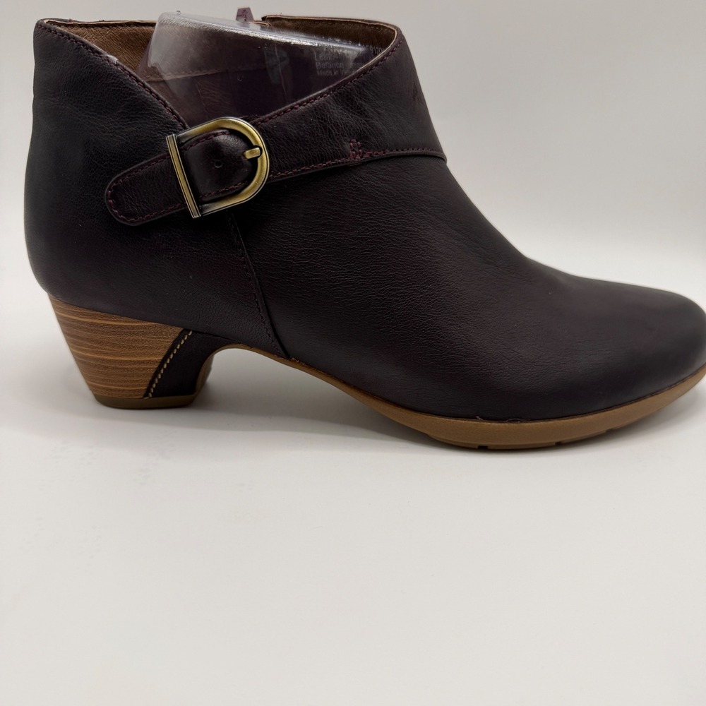Dansko Womens Leather Ankle Boots Plum Burgundy Buckle Zip Booties 40 3132591200